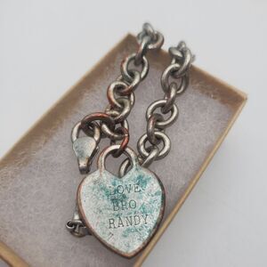 Estate aged silver chain bracelet plated antique heirloom